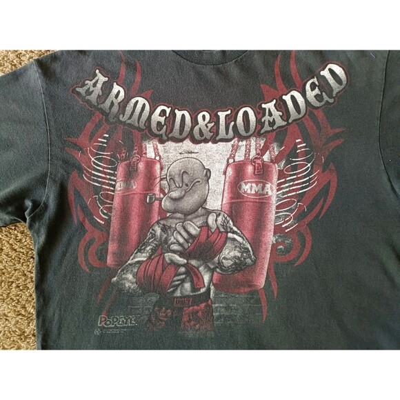 Popeye MMA Armed & Loaded 2011 T-shirt Men's XL Black Short Sleeve - Picture 2 of 6